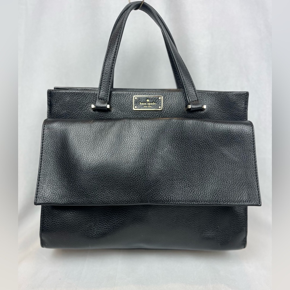 Kate Spade NY Carena Kay Street Pebble Handbag Black Leather Satchel Bag Tote